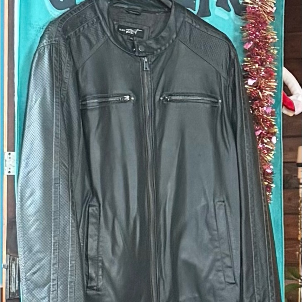 Black Rivet Men's Dark Jacket with Zippered Pockets